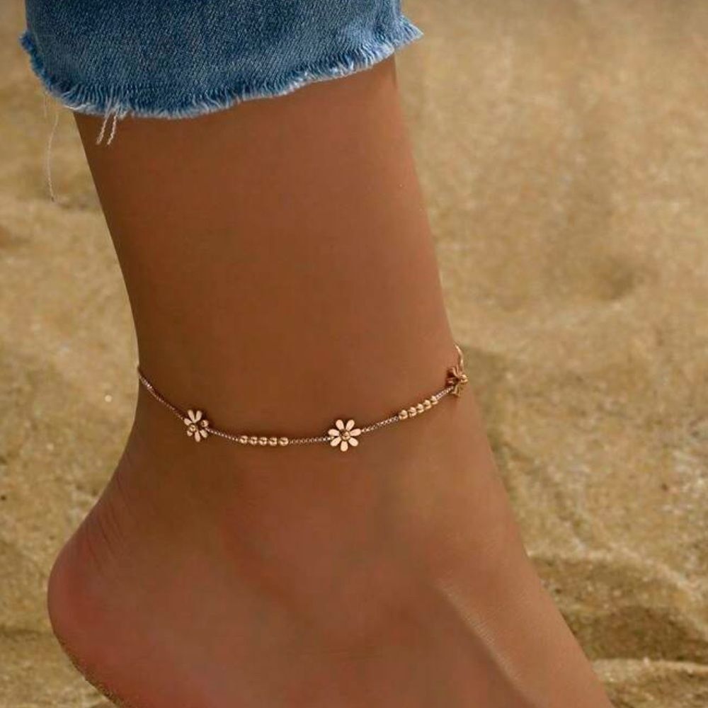 Chic Gold Floral anklet M588